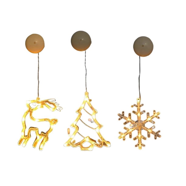 Navidad Copo De Nieve Alce Árbol De Navidad Luces Vacaciones Ventana Decoración Led Ventosa Luces Lámpara Colgante Que Funciona Con Batería Decoración Del Hogar seitruly HA038686-00