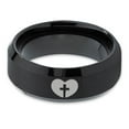 thumbnail image 2 of Tungsten Religious Cross Heart Love Band Ring 8mm Men Women Comfort Fit Black Beveled Edge Brushed Polished, 2 of 4