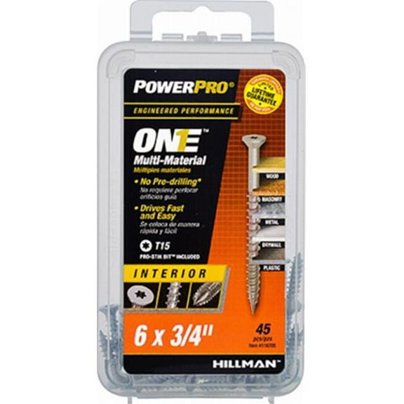 Hillman Fasteners  6 x 0.75 in. Interior Flat Head One Screw - Zinc   Pack of 5