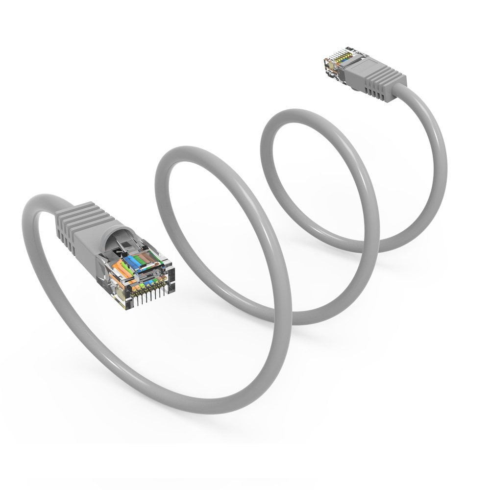 FireFold Cat5e Ethernet Patch Cable 0.5ft Gray with Gold Plated RJ45 Connectors – 350 MHz High Performance Patch Cord – 4 UTP 24 AWG Stranded Copper Pure Conductors with PVC Jacket