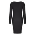 thumbnail image 4 of Mrat Midi Dresses Women's Casual Knit Long Sleeve V-Neck Pack Hip Button Dress Womens Formal Dresses S-484 Black S, 4 of 5