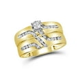 thumbnail image 2 of Diamond Princess 10kt Yellow Gold His Hers Round Diamond Solitaire Matching Wedding Set 1/4 Cttw, 2 of 4