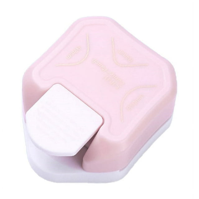 Perforadora redondeadora de esquinas 3 en 1, material plástico, miniperforadora redondeadora de esquinas portátil para manualidades, color rosa