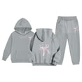 thumbnail image 3 of LRen Toddler Girl Sweatsuit Valentines Bowknot Print Crewneck Long Sleeve Warm Hoodie Pullover Tops Sweatsuit Pants Cute Valentines Day Gifts, 3 of 4