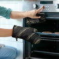 thumbnail image 2 of Black Gold Marble Pattern Kitchen Oven Mitt and Pot Holder Sets 2 Pcs for Baking, Cooking and Grilling, Heat Resistant Up To 392 °F, 2 of 7
