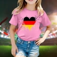 thumbnail image 1 of Hauts et Chemises pour Filles, T-Shirt à Manches Courtes Imprimé Drapeau Allemand, Col Rond, Tendance Mode Florale pour Petites Filles, 1 of 4