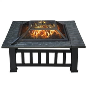 32 Outdoor Square Fire Pit Metal Garden Stove Brazier For