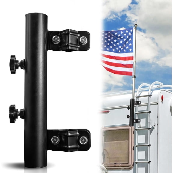 Anley Steel Iron RV Ladder Flagpole Mount Holder - Perfect for Outdoor Camping Displays