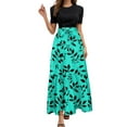 thumbnail image 2 of vigerkar Maxi Dresses for Women Summer Short Sleeve Floral Long Dress Elegant Party Cocktail A Line Flowy Fall Dress Mint Green, XL, 2 of 6