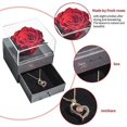 thumbnail image 3 of Joyero con rosa eterna natural, con collar de amor en 100 idiomas, flores preservadas, estuche para anillo de propuesta, regalos para el día de la madre para ella, morado, 3 of 5