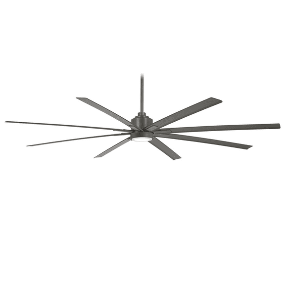 Minka-Aire F896L-84-SI 84" Xtreme H20 Outdoor/Indoor 8 Blade Ceiling Fan | Quiet 6 Speed Reverisble DC Motor | Includes Hand Remote, Downrod, Light Kit | Smart Home Adaptable | Smoked Iron