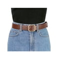 thumbnail image 4 of Cinturón de hebilla para mujer, cinturón ancho suave y casual para vestidos, jeans y pantalones de 112 cm/44.09" color marrón, hebilla dorada, 4 of 4