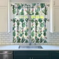 thumbnail image 3 of Green Cactus Kitchen Curtain Valance 3 Piece Set Short Curtain Sink Window Decor 36 Inch Small Window Treatment Tier 27.5x36 Length, 3 of 6