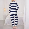 thumbnail image 5 of Kll Navy Blue And White Stripes Print Women'S Long Sleeve Pajamas With Pants Sleepwear Loungewear 2 Set-Xx-Large, 5 of 9