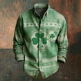 thumbnail image 2 of CONZONE St. Patrick's Day Mens Buttons Down Shirts Long Sleeve Shirts for Men Trendy Green Clover Graphic Lapel Soft Lightweight Tops, 2 of 3