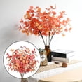 thumbnail image 7 of 5 Pcs Artificial Eucalyptus Stems Fall Stems Tall Silver Dollar Eucalyptus Leaves Fake Silk Eucalyptus Branches Autumn Decorations for Home Wedding Party Thanksgiving Decor(Orange), 7 of 7