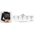 thumbnail image 4 of Douhoow Women Mesh See Through Short Crop Tops O Neck Long Sleeve Sheer Black Transparent T-shirt, 4 of 9