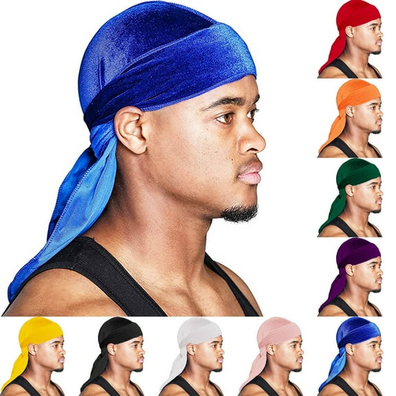 Power Waves Durag, Long Tail Satin Elastic Hat Velvet Hip Hop Durag, Premium Satin Deluxe Durags for Men, Breathable Premium Fabric, One Size Fits All, Durable & Versatile For All Hair Types