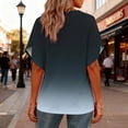 thumbnail image 4 of Womens Tops Under $10 Gradient Tops for Women Split Short Sleeve Summer Loose V Neck Business Casual Shirts Dressy Going Out Blouse Navy XL, 4 of 6