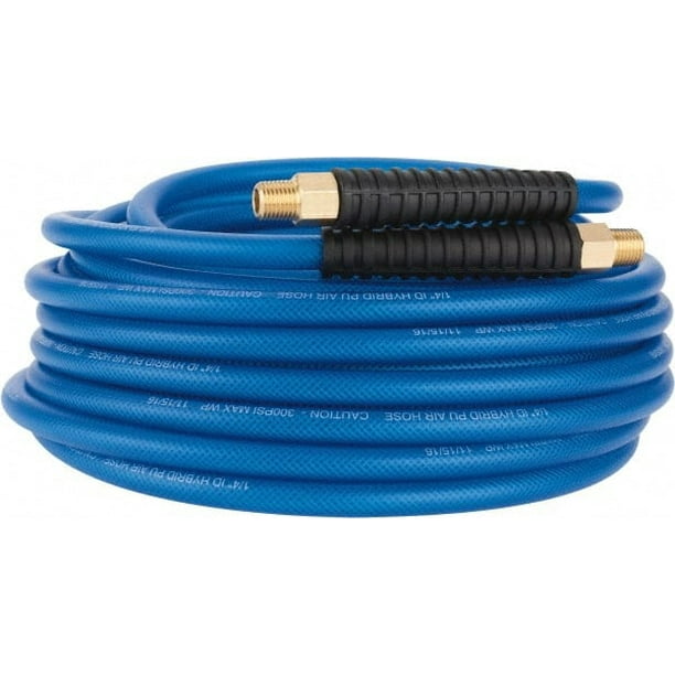 Flexible Air Hose, 50 Ft x 1/4 in OD, 1/4" MNPT Swivel End Fittings