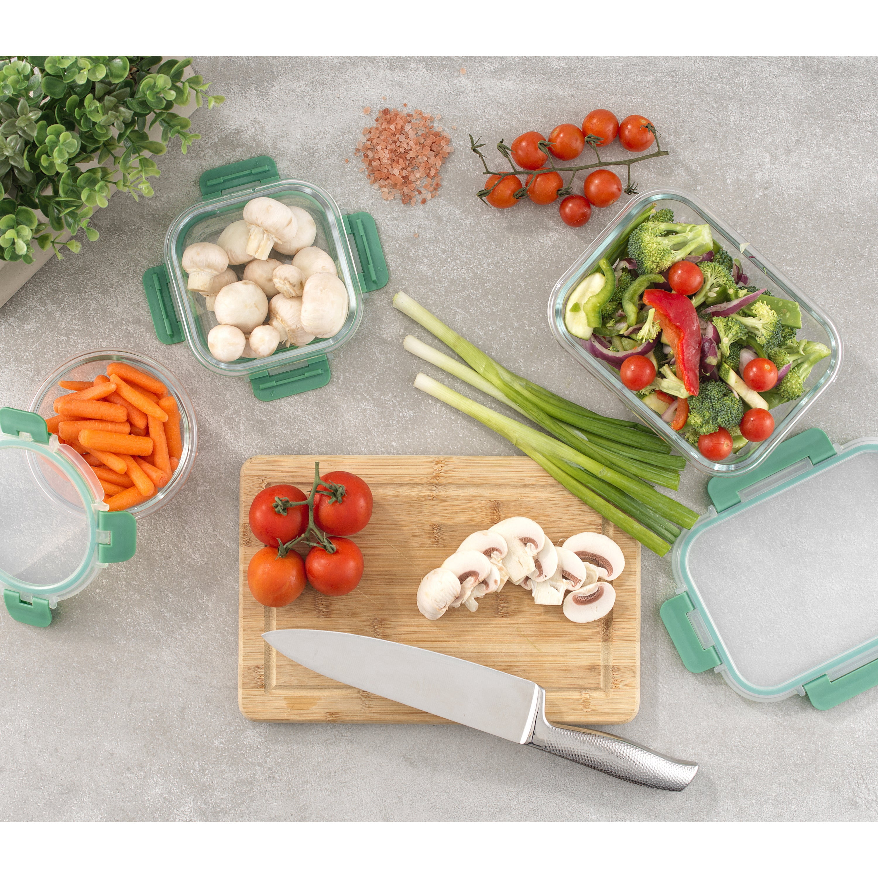 JoyJolt 24-Piece Fluted Food Storage Container Set with Lids - Green