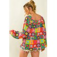 thumbnail image 5 of Women's Multicolor Floral Crochet Square Neck Puff Sleeve Blouse, 5 of 5