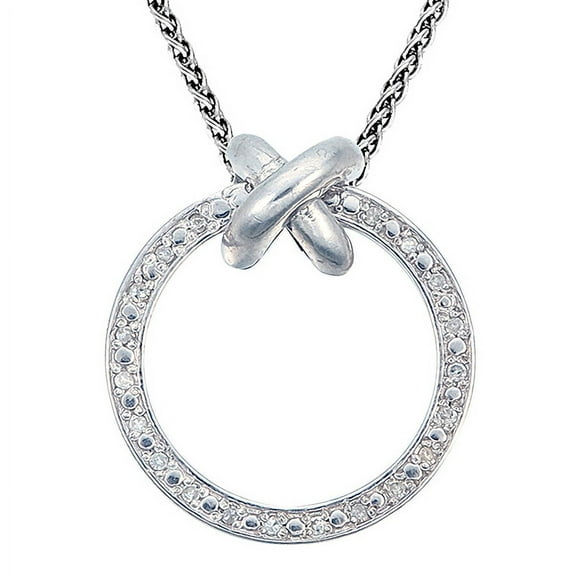 Vir Jewels 1/10 CTTW Sterling Silver Diamond Circle Pendant with 18 Inch Chain Female Adult