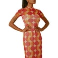 thumbnail image 2 of Sedceaty Women Short Sleeve Dress Elegant Print Round Neck Summer Party Bodycon Dress Beach Holiday Streetwear, 2 of 9