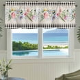 thumbnail image 3 of Pink Spring Floral Farmhouse Short Window Curtain Valances, Black White Plaid Pastoral Flowers Rustic Rod Pocket Kitchen Valances for Living Room Bedroom Bathroom Cafe 42" x 18", 3 of 8