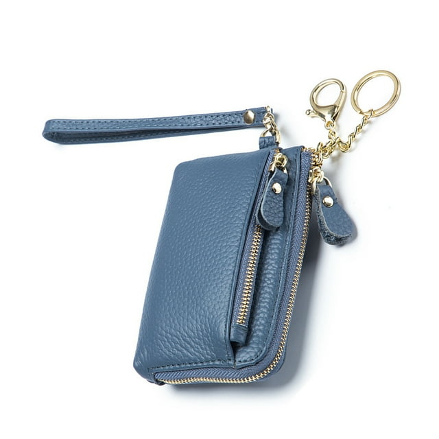 Maoww Woman Change Short Type Wallet INS PU Leather Zipper Closure Coin Purse Card Holder Carrying Bag Holiday Present Blue