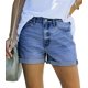 thumbnail image 1 of Pantalones cortos de mezclilla MODARANI de cintura alta Boyfriend Blue para mujer, 1 of 4
