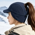 thumbnail image 6 of Women's Water-Repellent Winter Ponytail Baseball Cap LSONABXA with Ear Flaps - Winter Hat for Women, 6 of 9