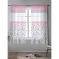 thumbnail image 4 of Pink Grey Curtains 63 Inch Length,Sheer Curtains for Bedroom Living Room Window Chic Garden Floral Stripe Aesthetic Flower Boho Rod Pocket Drapes Kitchen Curtains Small Half Window 42"x63" 2 Panels, 4 of 6
