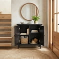 thumbnail image 3 of Simpli Home Amherst 32 inch Wide Solid Wood Transitional Low Storage Cabinet in Hickory Brown, 3 of 11