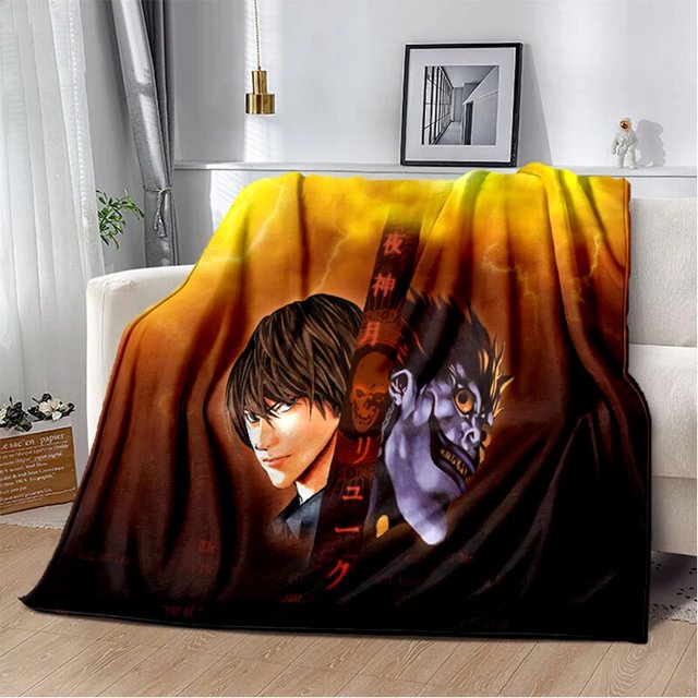 Manta de franela con estampado de Death Note, manta suave y cálida para sala de estar, dormitorio, cama, sofá, regalos de oficina, envío directo