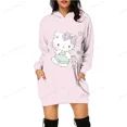 thumbnail image 4 of Sudadera con capucha de HELLO KITTY con diseño de patchwork para mujer, informal, de moda, de manga larga, con estampado de teñido anudado en color, sudaderas con capucha para mujer, jerséis de primav, 4 of 5