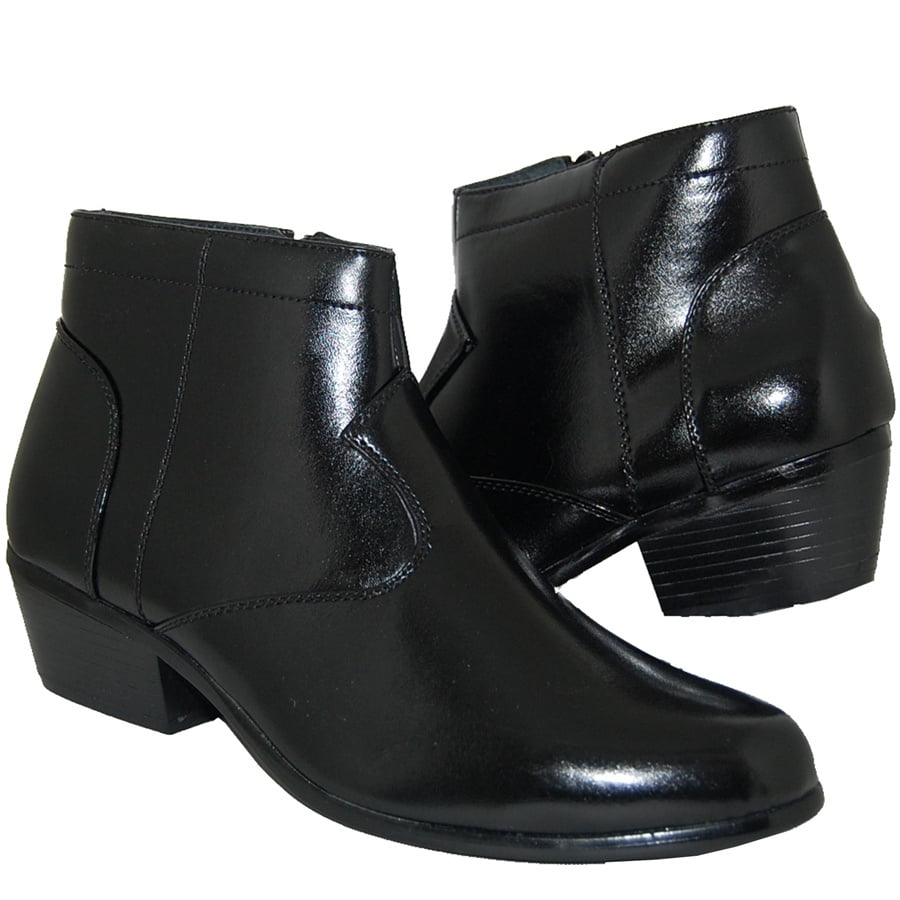 black cuban heel ankle boots