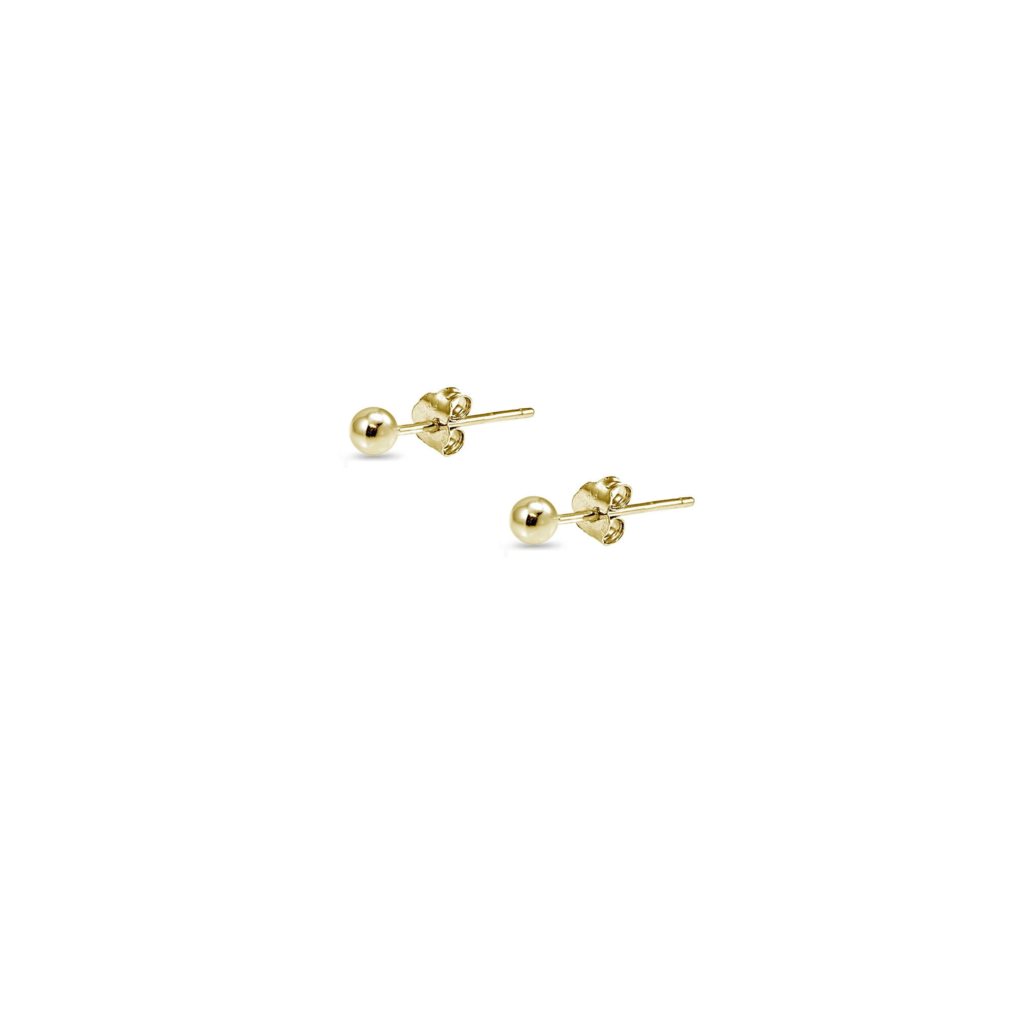 Set of 5 Ball Bead 2mm Stud Earrings in Gold Flash 925 Sterling Silver