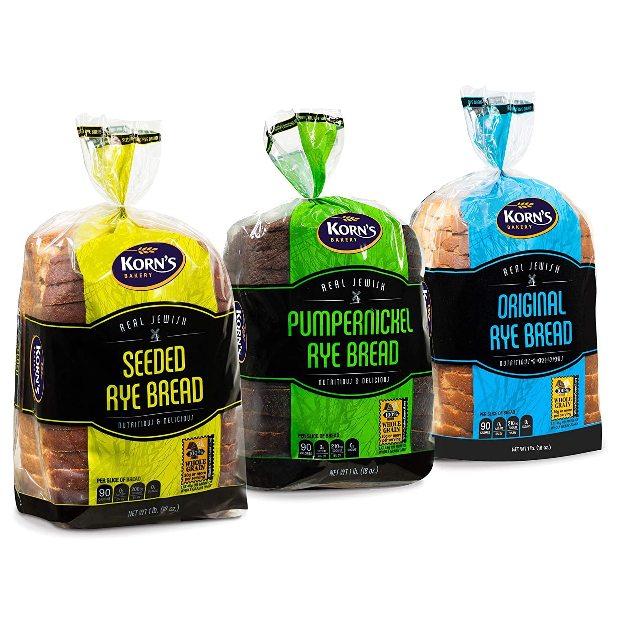Rye Bread | 3 Flavor Variety Bundle | (1) Seeded Rye Bread, (1) Real Jewish Rye Bread ( Seedless) & (1) Pumpernickel Bread | 2-3 Day Shipping |16 oz per Loaf - Stern's Bakery 3 Loaves Bread Included