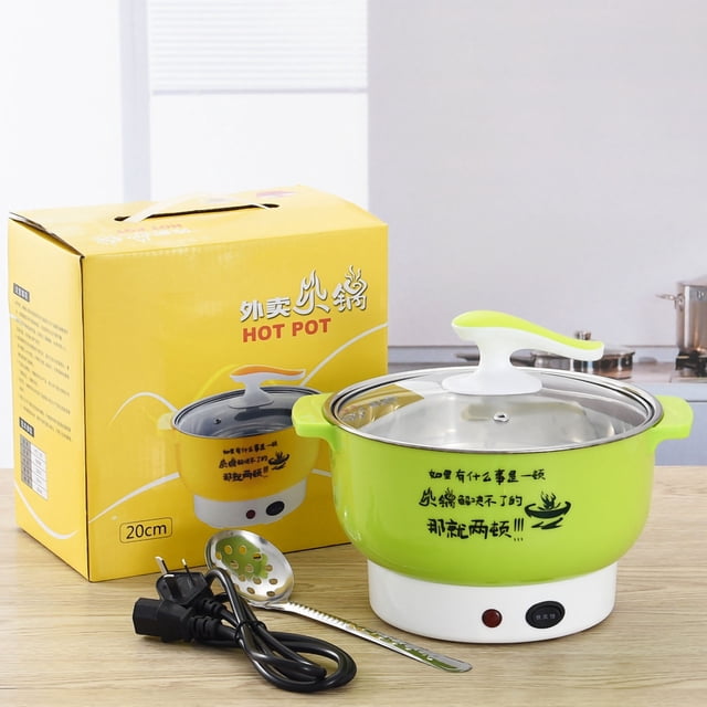 Olla eléctrica de acero inoxidable de 1,8 l, 400-800 W, ecológica, segura y con protección contra sobrecalentamiento, 2 modos de cocción