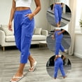 thumbnail image 2 of LIaqionyy Womens Cargo Capri Pants with Pockets Elastic Waist Bottoms Hiking Athletic Joggers Cropped Pant Clothes, 2 of 8