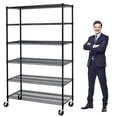thumbnail image 2 of YYkokocat Étagères de Rangement Robustes Capacité 6000 Lb Unité d'Étagères Commerciales en Treillis et Rangement Réglable NSF Étagère Métallique à 6 Niveaux sur Roulettes pour Garage sous-Sol, 76 H x 48 L x 18 P - Noir, 2 of 4
