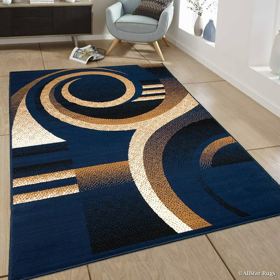 Allstar Blue Area Rug. Contemporary. Abstract. Traditional. Geometric. Formal. Shapes. Squares (7' 7" x 10' 6")