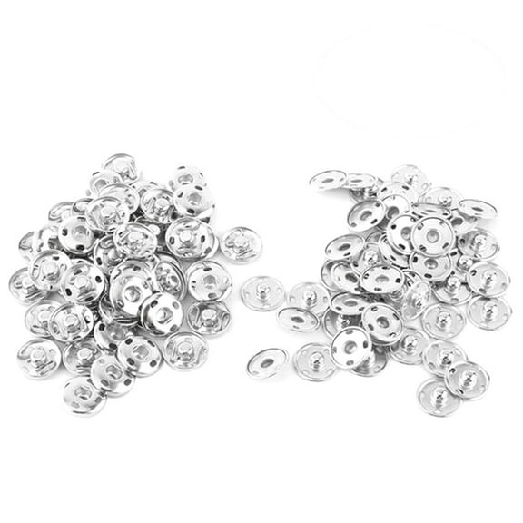 Worgeous 50 Sets Sew On Snap Buttons Metal Brass Fasteners Press Studs for DIY Craft 12mm Silver