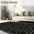 thumbnail image 2 of ODIKA 3'x5' Machine Washable Non-Slip Area Rug, Trendy Grid Network Minimalist Professional Versatile High Traffic Rug with Pad, Black, 582508, 2 of 8