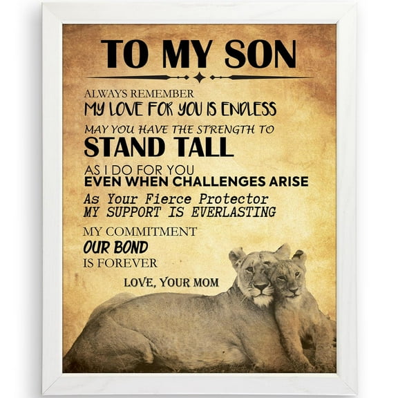 PosterArt To My Son Art Print Lion Family Motivational Quote Wall Décor for Nursery or Living Room, 8x12 UNFRAMED