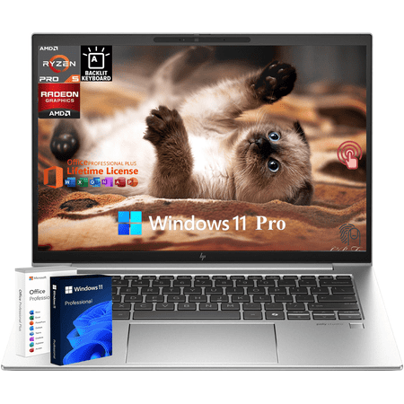 HP EliteBook 845 G11 Touchscreen Business Laptop, AMD Ryzen 5 PRO 8640HS, 32GB RAM DDR5, 2 TB SSD, 14" WUXGA Touchscreen, Backlit KYB, FP Reader, Win 11 Pro&Ms Office