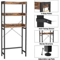 thumbnail image 4 of Homieasy Over-The-Toilet Storage Rack, 3-Tier Bathroom Organizer Shelf Over Toilet, Freestanding Space Saver Toilet Stands with 4 Hooks, Rustic Brown, 4 of 6
