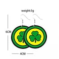 thumbnail image 4 of Green Clover Hat Leather Mardi Gras Carnival St. Patrick's Day Festival Earrings, 4 of 9