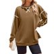thumbnail image 2 of Sudaderas de Mujer de Larga, Cuello Redondo, Estilo Pullover, Ideales para Otoño e Invierno. con Cremallera Lateral, Perfectas para Salir. Marrón S, 2 of 10